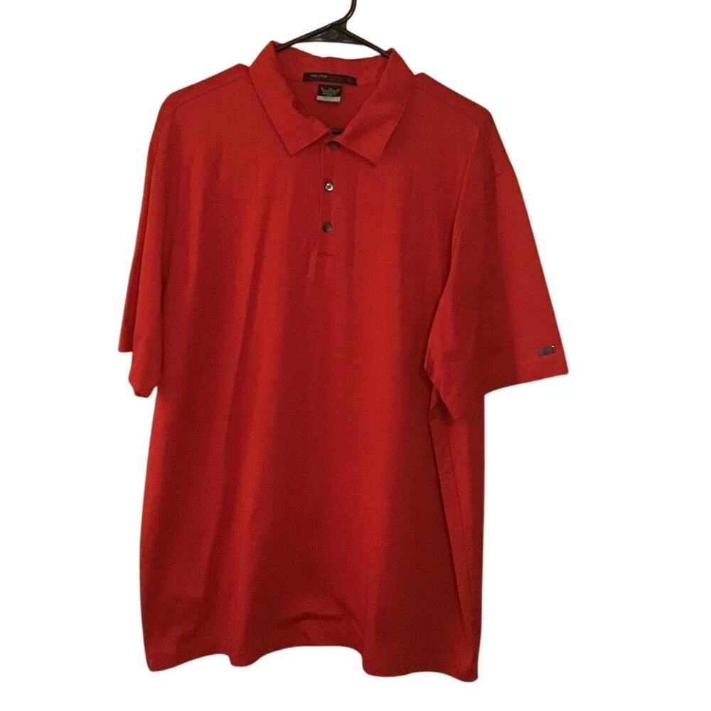 Nike Tiger Woods Collection Cotton Blend Red Golf Polo Dri Fit XL